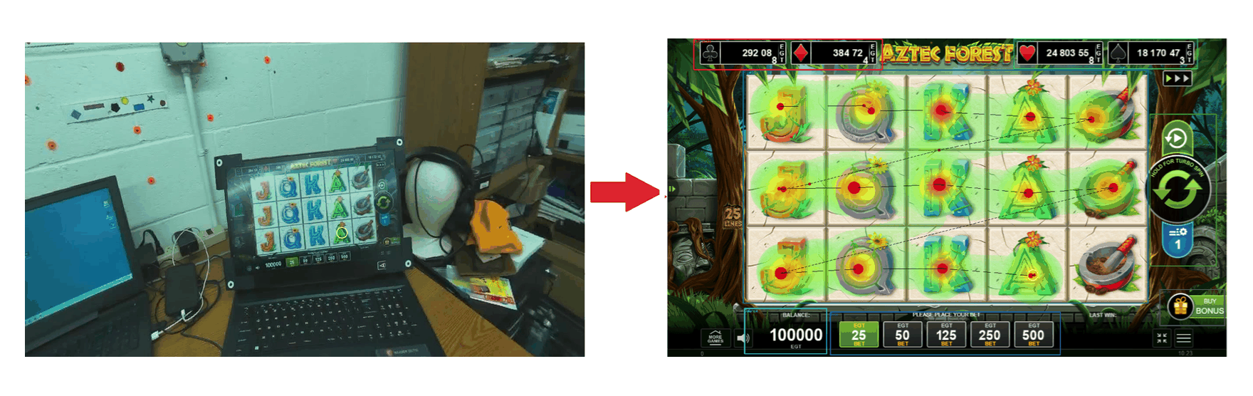 Gaze mapped onto the recorded stimulus screen